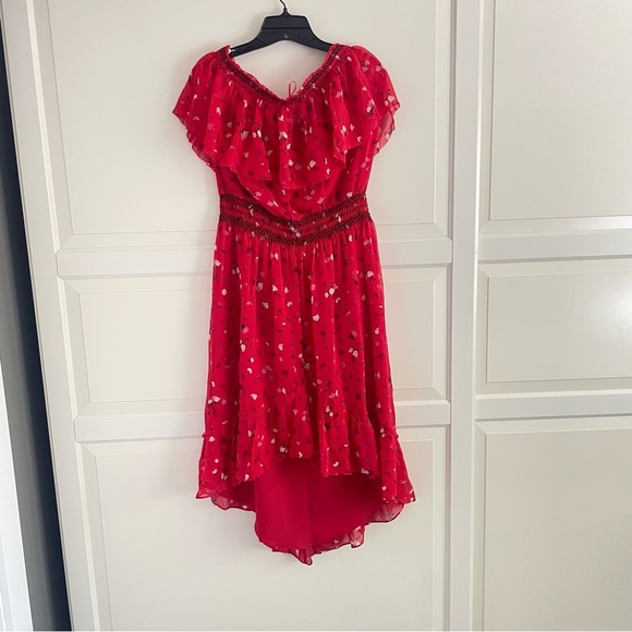 Joie Hafsa Fiesta one shoulder red midi dress 26565 - Picture 2 of 11